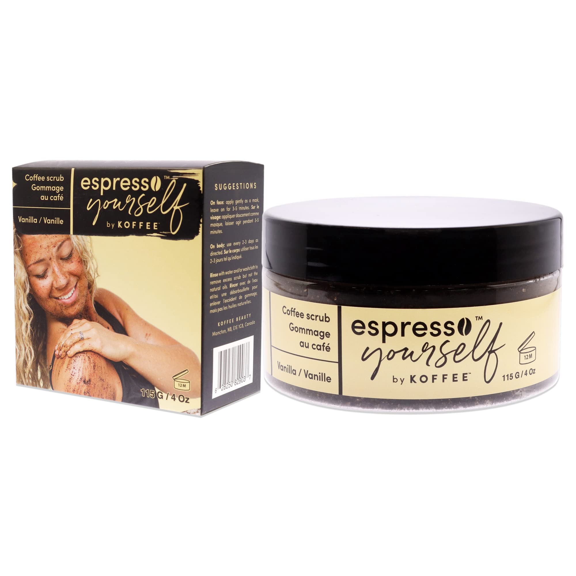 Koffee Beauty Vanilla Coffee Scrub - Exfoliating Body And Face Scrub - Polish And Smooth Skin With Ease - Invigorate Senses With Vanilla Fragrance Formula - For Naturally Radiant Skin - 4 Oz